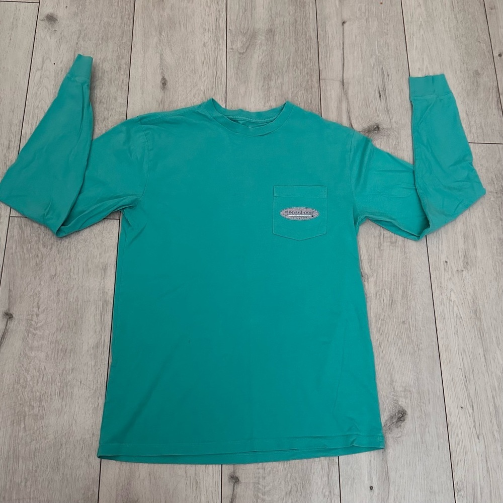 Vineyard Vines Men's Aqua Long Sleeve Tee